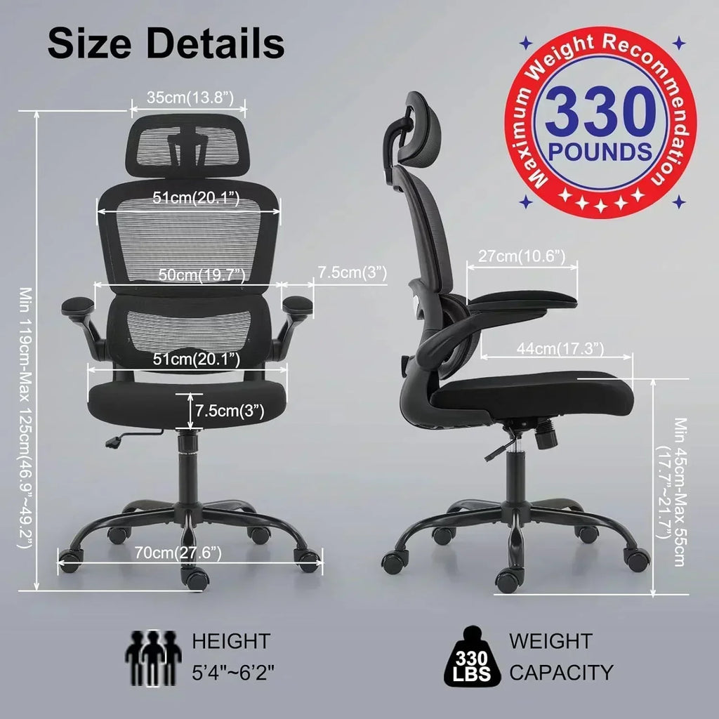 Office Chair Ergonomic Desk Chair 330 lbs Home Mesh Desk Chair Comfortable Gaming Chair