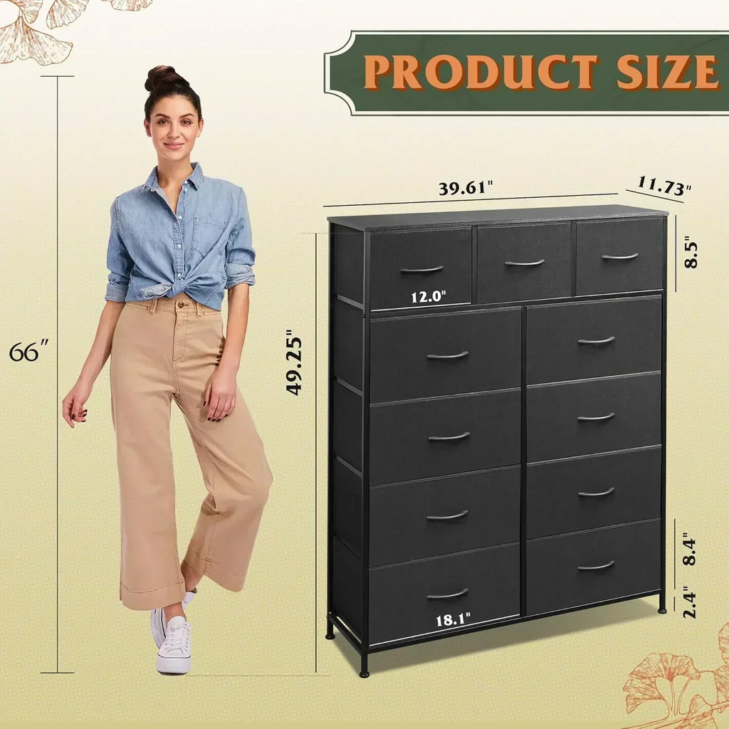 Storage Organizer Unit 11 Fabric Bins Storage Drawers Organizer Steel Frame Tall Storage Tower