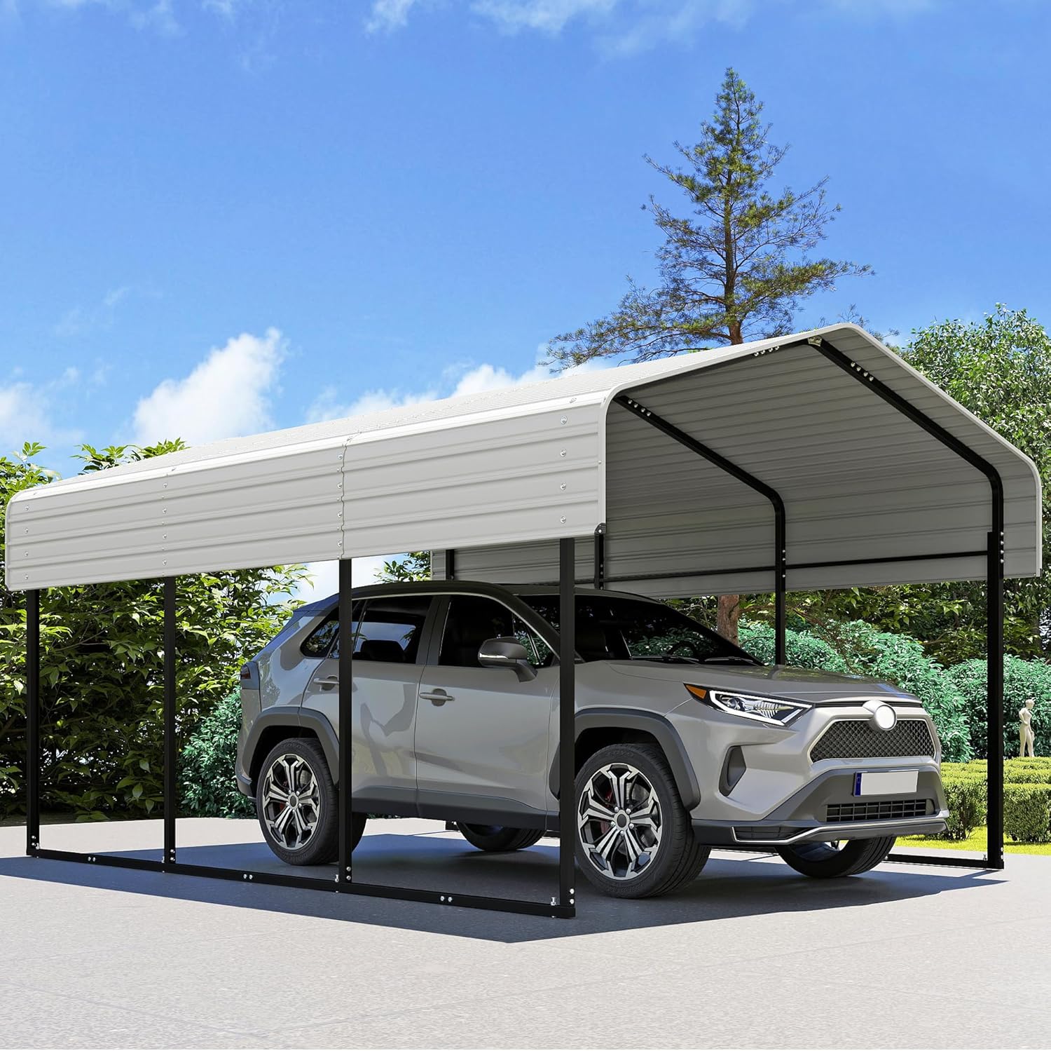10'x15' Heavy Duty Metal Carport Outdoor Garage Car Shelter Shade with Heavier Frame