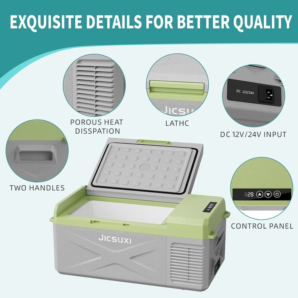 12V Car Refrigerator, 17 Quart Portable Freezer 12 Car Fridge (-4F~68F) Compressor Electric Cooler with 12/24V DC 110-240V AC, APP Control For Car Truck RV Camping, Travel Outdoor Home