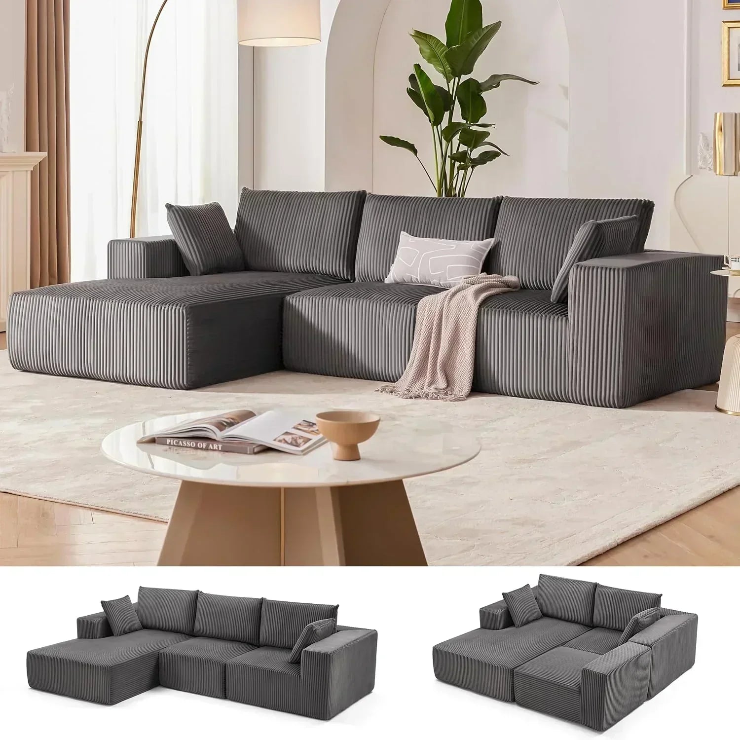 108-inch modular sofa cloud modular sofa with deep seat and reclining chair upholstered sofa