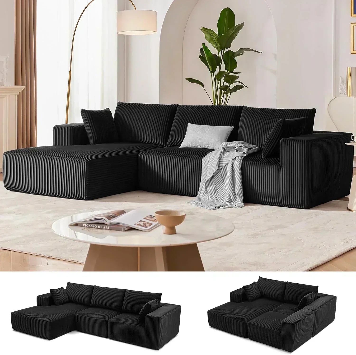 108-inch modular sofa cloud modular sofa with deep seat and reclining chair upholstered sofa
