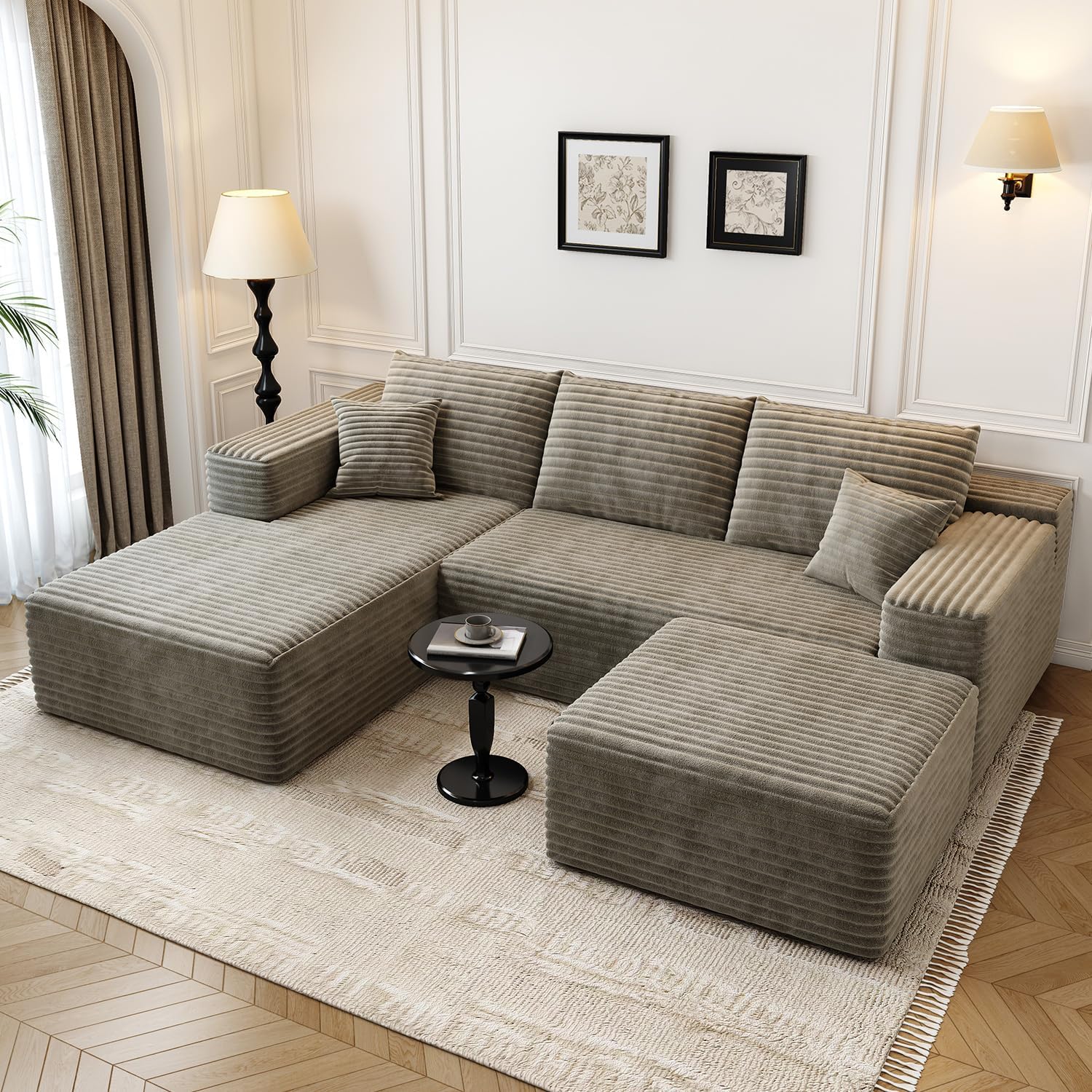 107.5 Cloud Modular Sectional Sofa Couch with L-Shape Chaise,Modern Minimalist Upholstered Couches