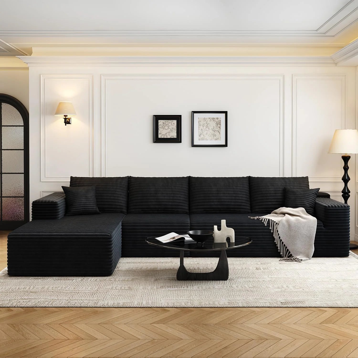 107.5 Cloud Modular Sectional Sofa Couch with L-Shape Chaise,Modern Minimalist Upholstered Couches