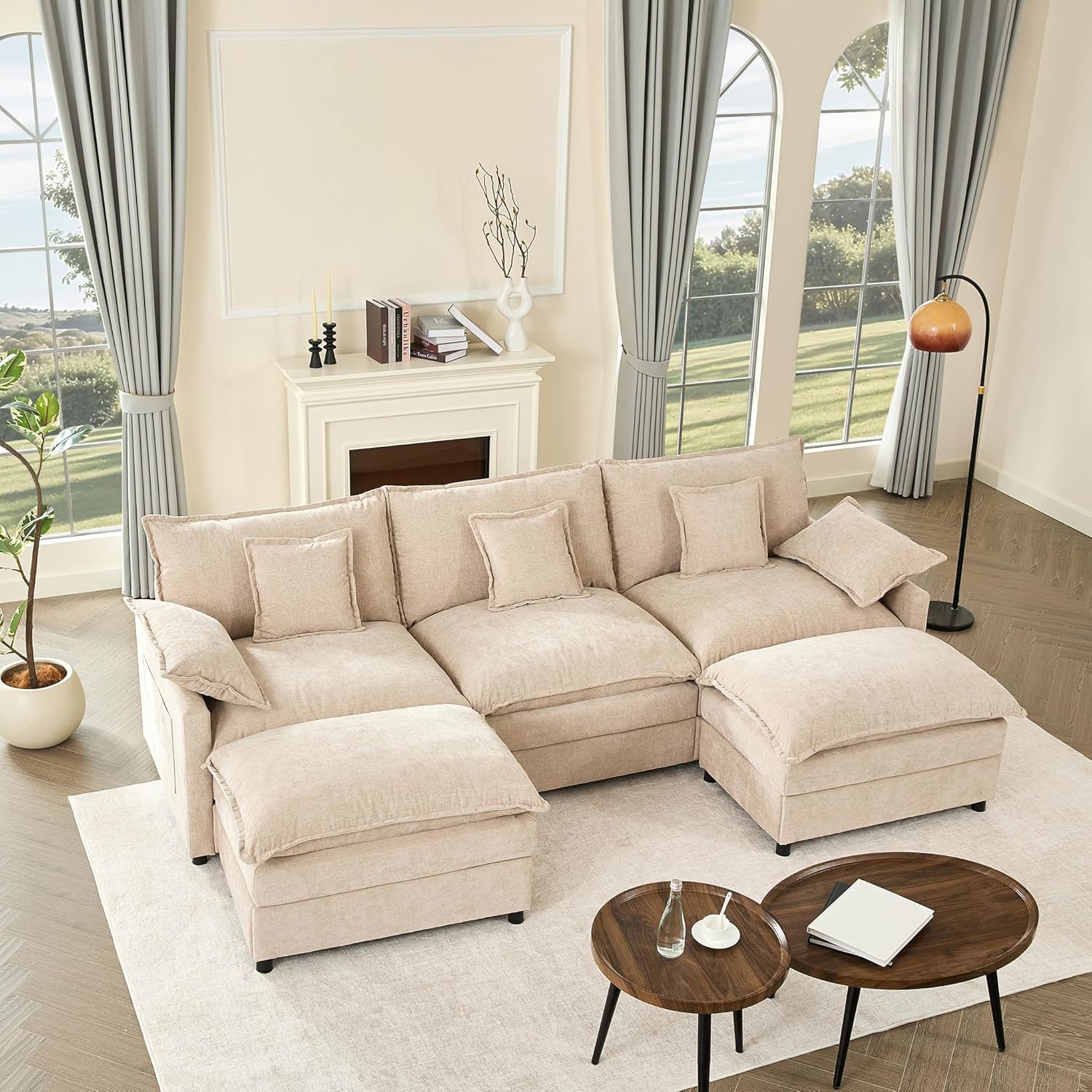 108 Inch U Shape Sofa Sectional Sofa Comfortable Cloud Sofa Living Room Deep Seat Sofa