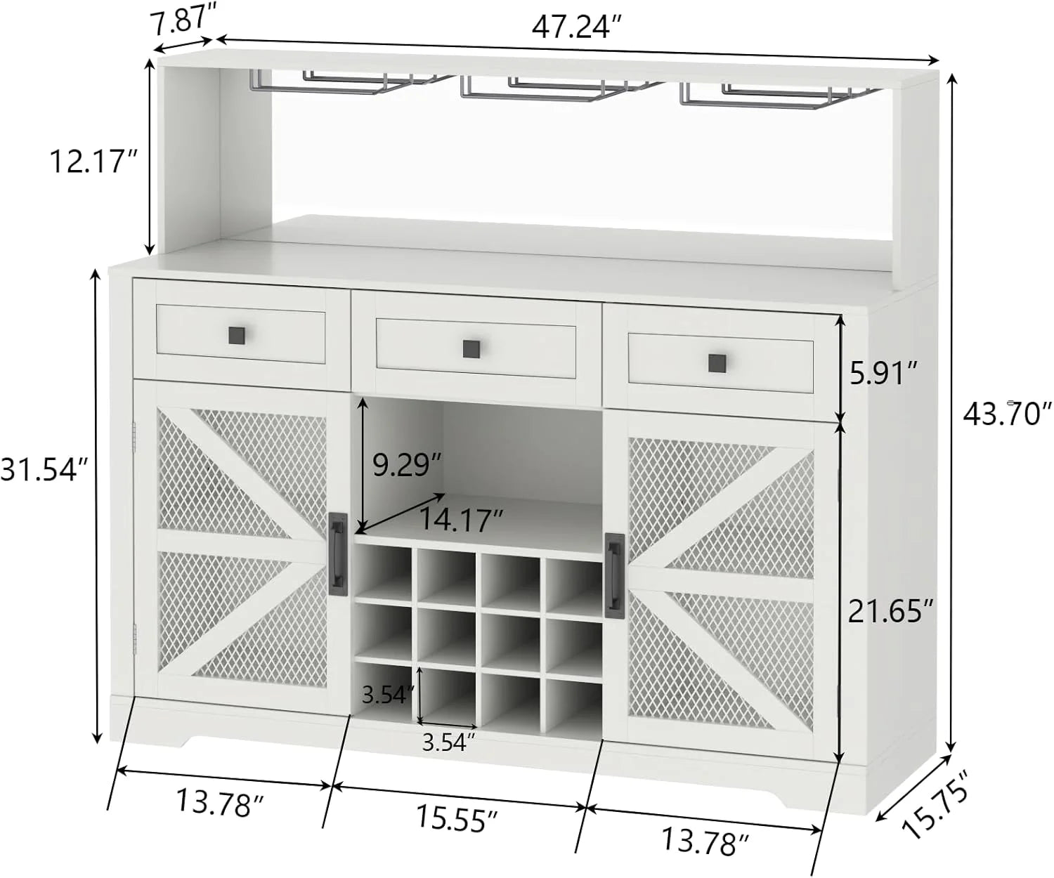 Wine Bar Cabinet with LED Light, Liquor Cabinet with Glass Holder, Coffee Bar for Liquor, Storage Buffet with Wine Racks, Wine Cabinet
