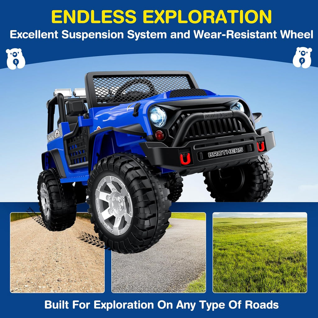 L8 Ride On Car, 2 Seater, 12V Kids Electric Car w/Remote Control, 4-Wheel Suspension, Bluetooth Speaker, Multi Music Modes, 3 Speeds, LED Lights, Xmas & Birthday Gift Ideas for Kids Ages 3+