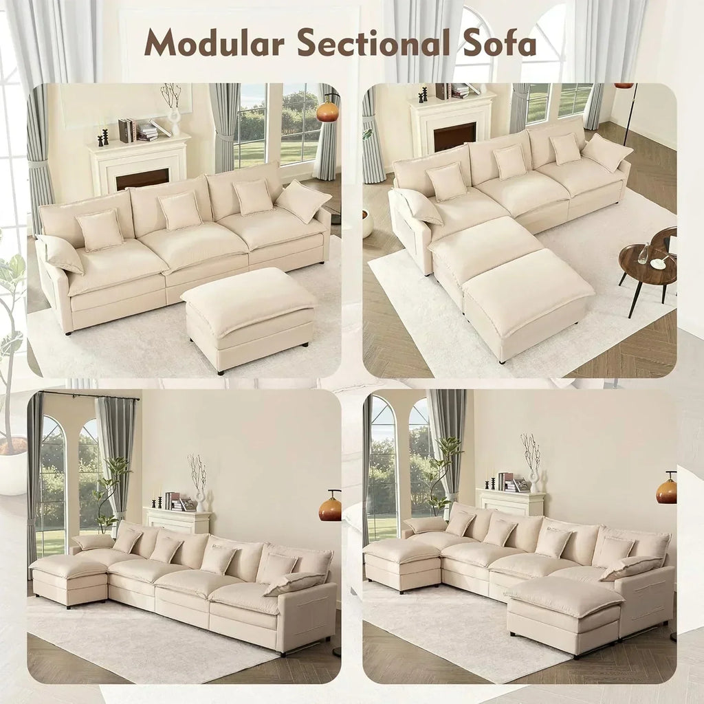 108 Inch U Shape Sofa Sectional Sofa Comfortable Cloud Sofa Living Room Deep Seat Sofa