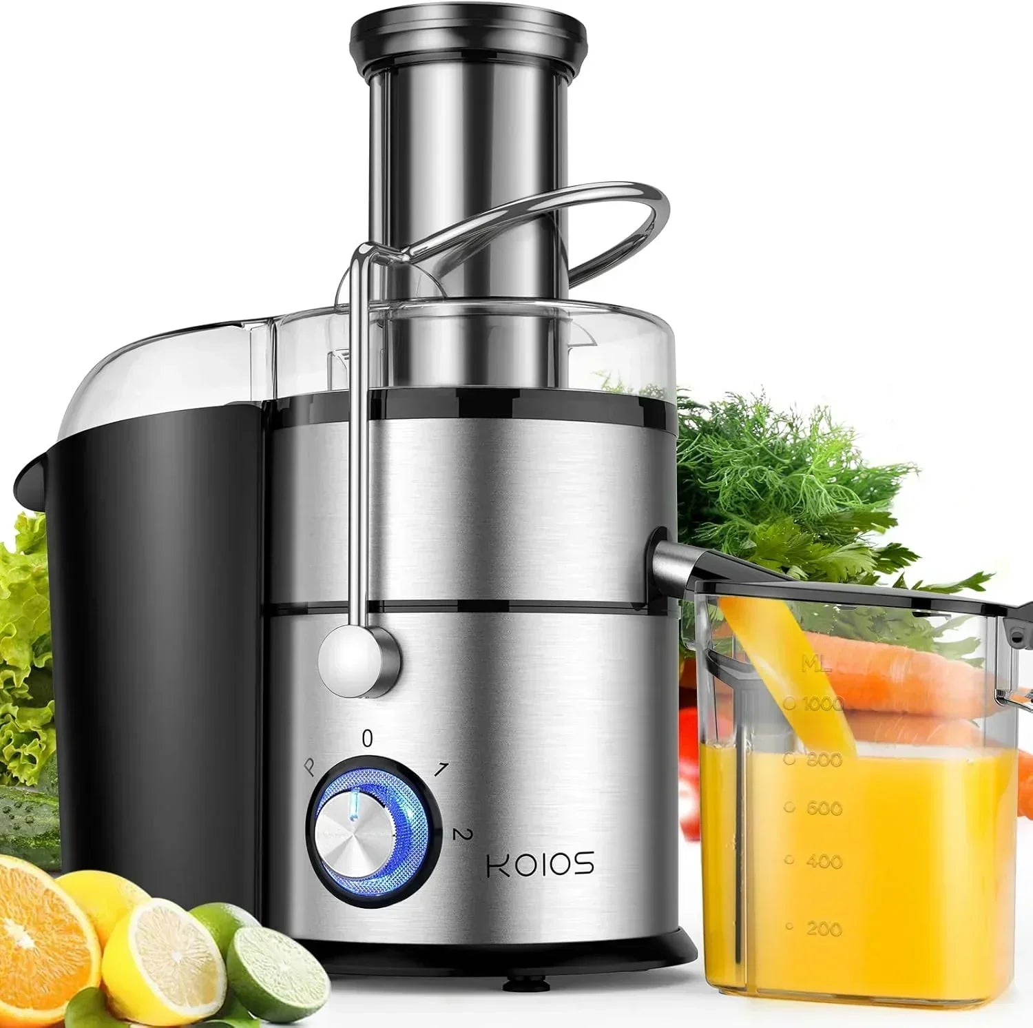 1300W KOIOS Centrifugal Juicer with Extra Large 3 Feed Chute and Titanium Filter