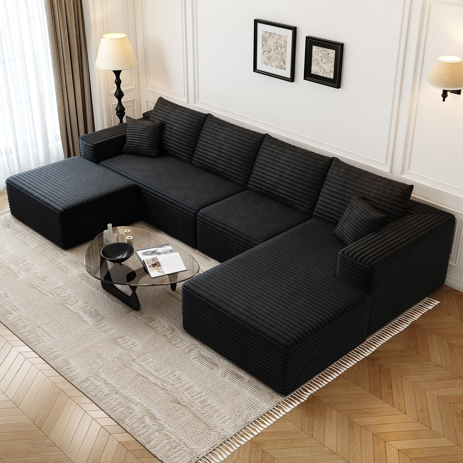 107.5 Cloud Modular Sectional Sofa Couch with L-Shape Chaise,Modern Minimalist Upholstered Couches