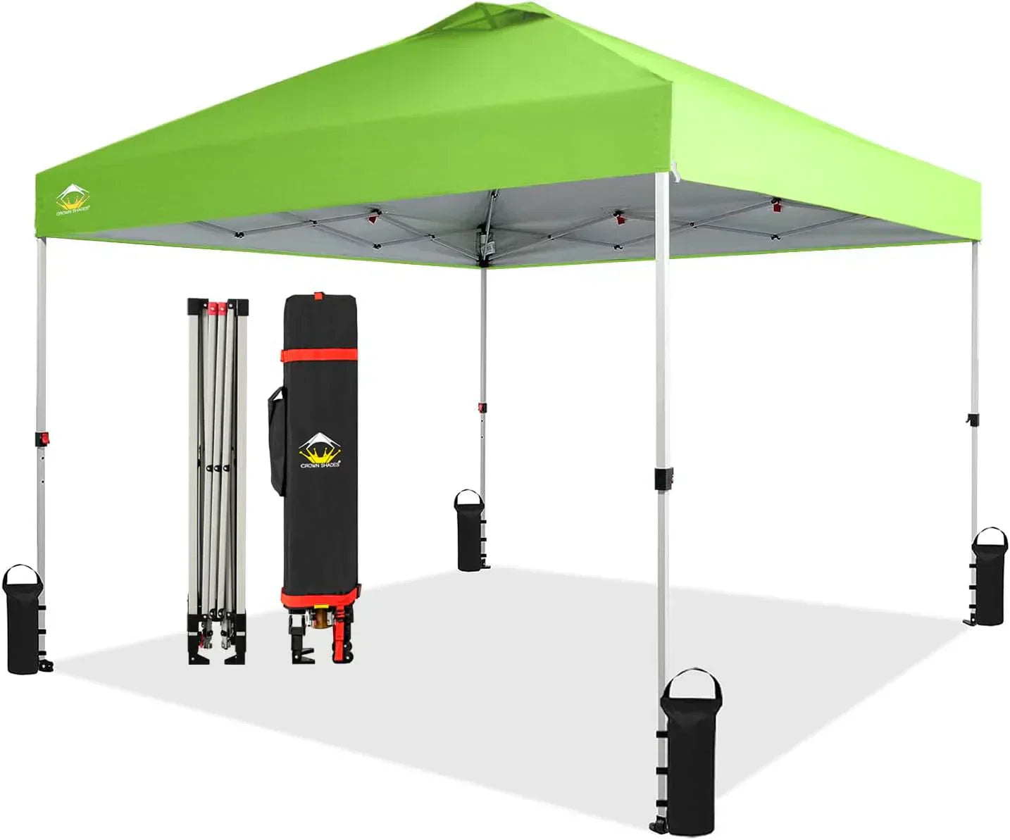 10x10 Pop-Up Awning One-Click Installation Beach Tent Outdoor Sunshade Silver Coated Top