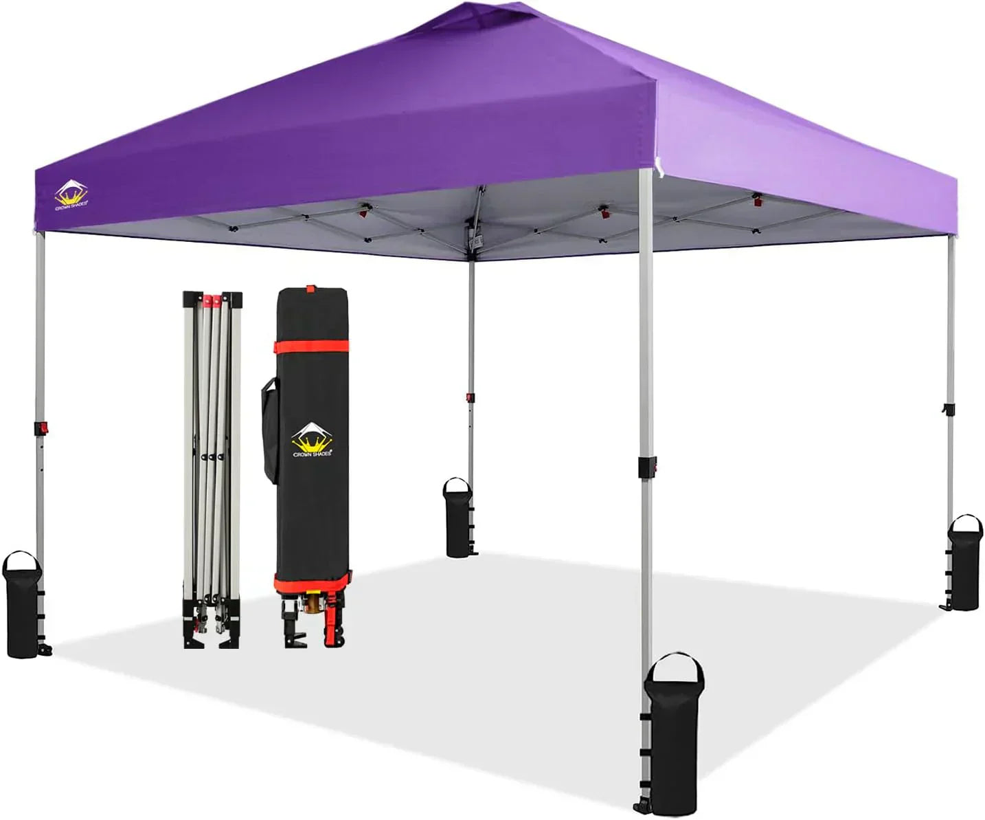10x10 Pop-Up Awning One-Click Installation Beach Tent Outdoor Sunshade Silver Coated Top