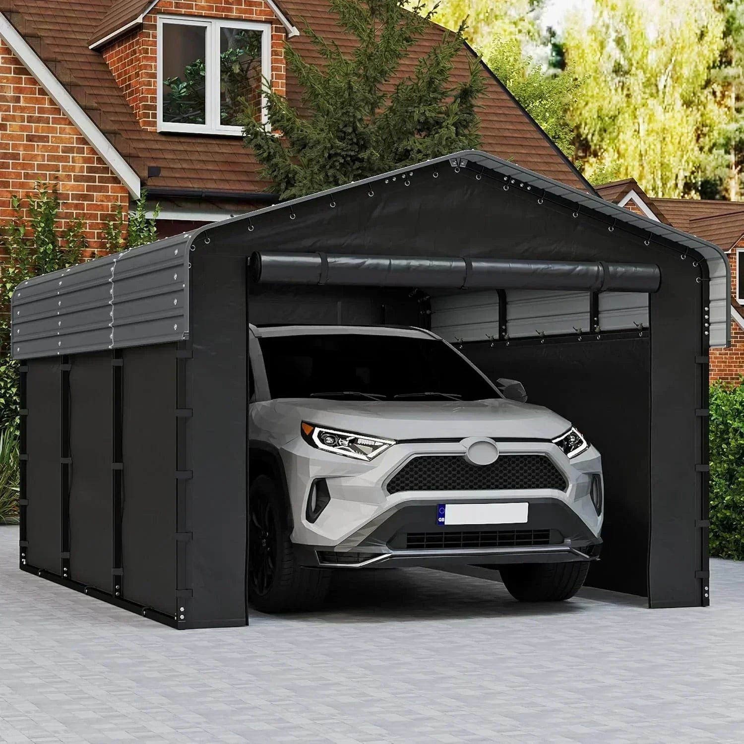 10'x15' Heavy Duty Metal Carport Outdoor Garage Car Shelter Shade with Heavier Frame