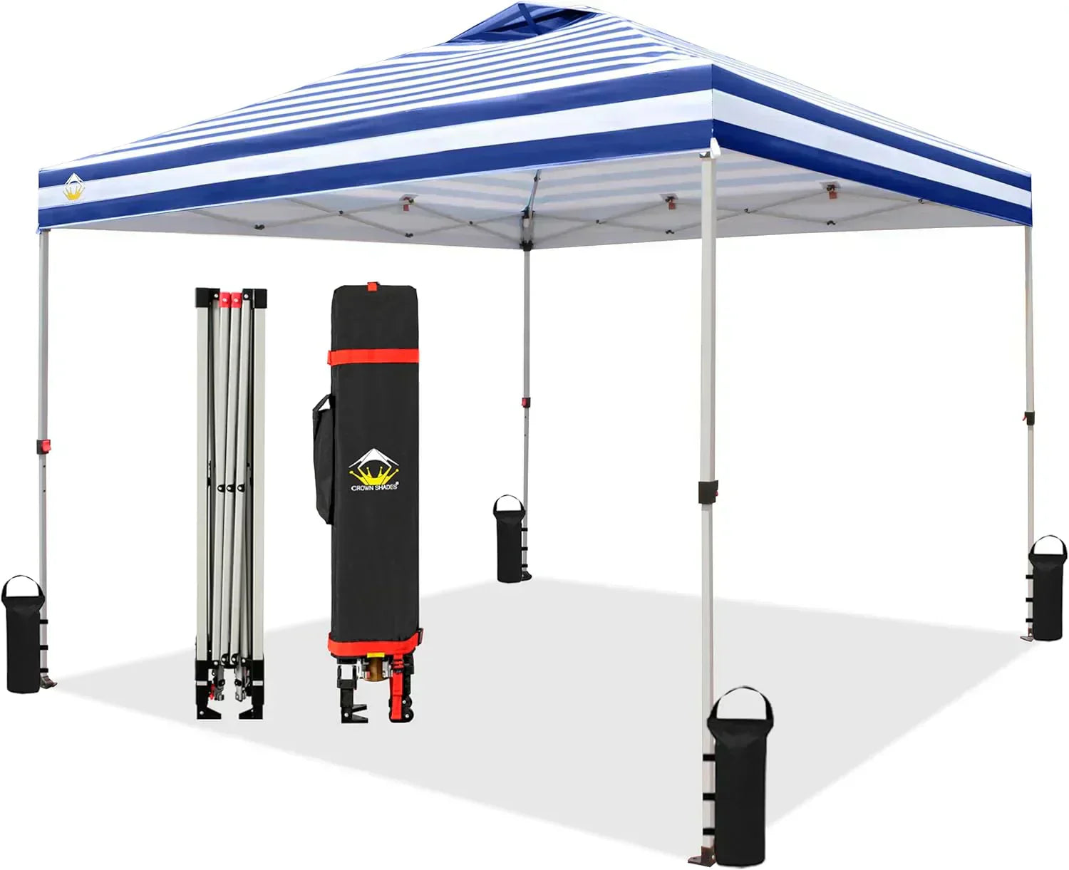 10x10 Pop-Up Awning One-Click Installation Beach Tent Outdoor Sunshade Silver Coated Top