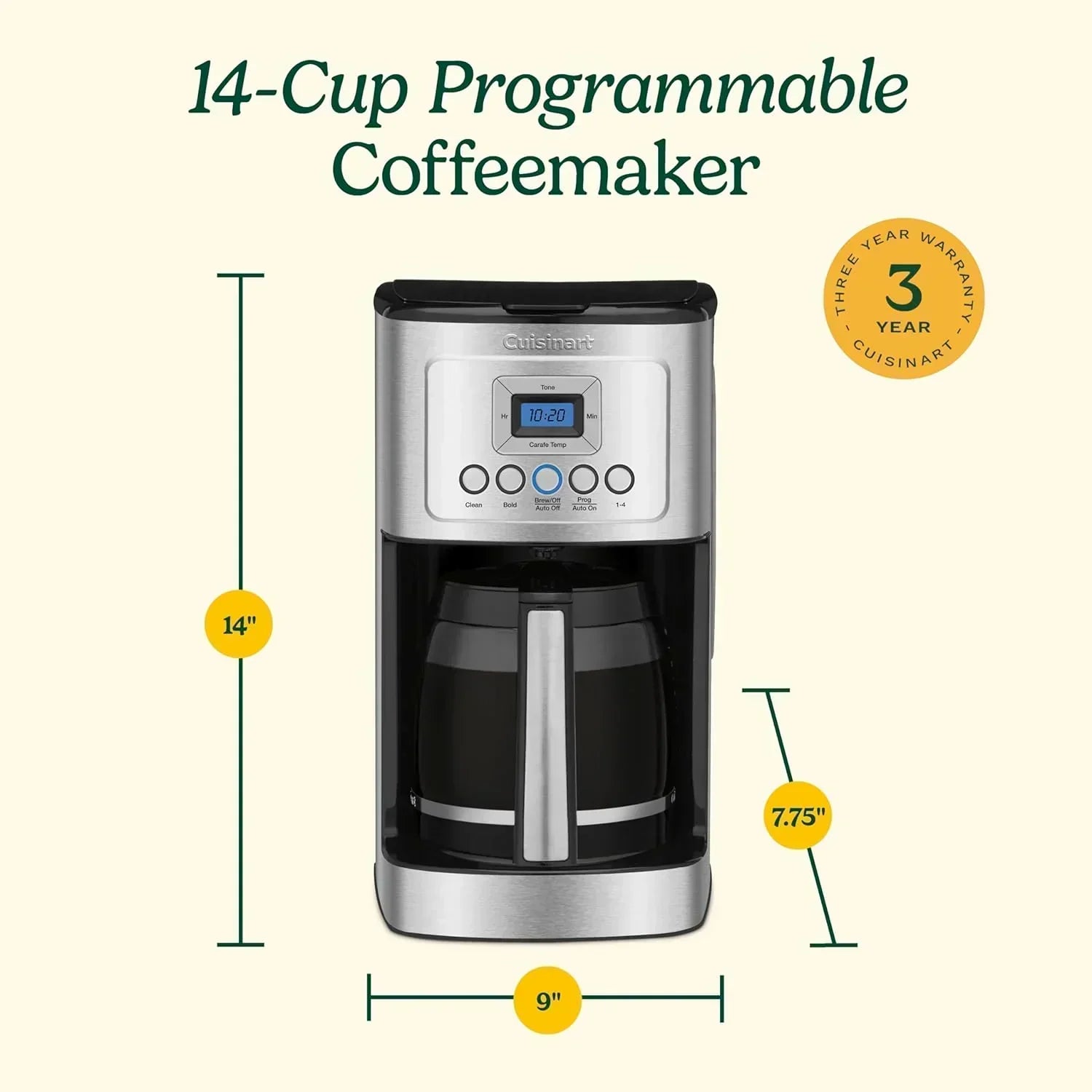 Cuisinart DCC-3200P1 Coffee Maker Fully Automatic with Brew Strength Control