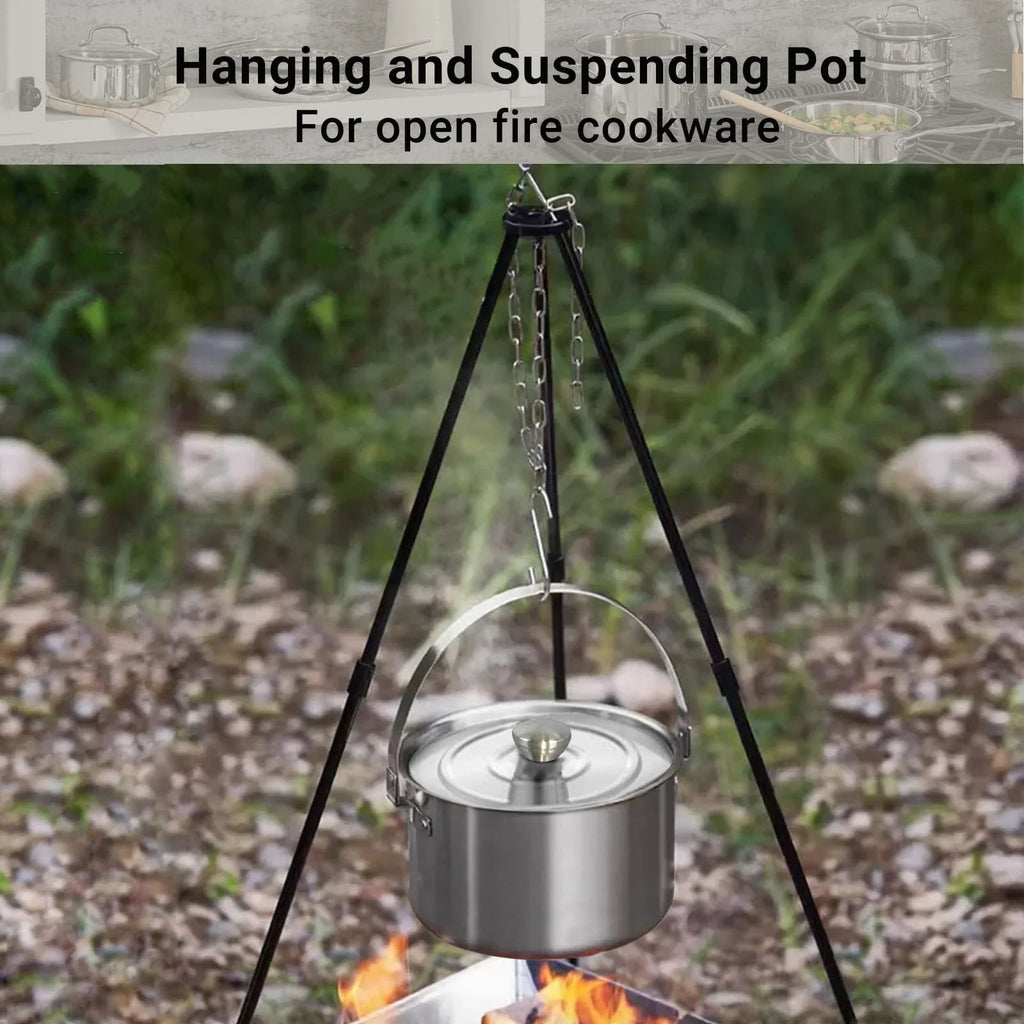 5 Piece Stainless Steel Camping Cookware Set with Colander and Travel Bag for 4 to 6 People